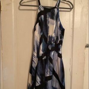 Women’s size 4 black and blue fit and flare dress